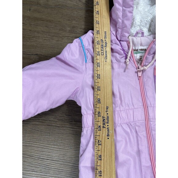 Vintage 90s Pacific Trail Pink Retro Appliqué Hooded Snowsuit Toddler Girl 18m - Picture 6 of 7